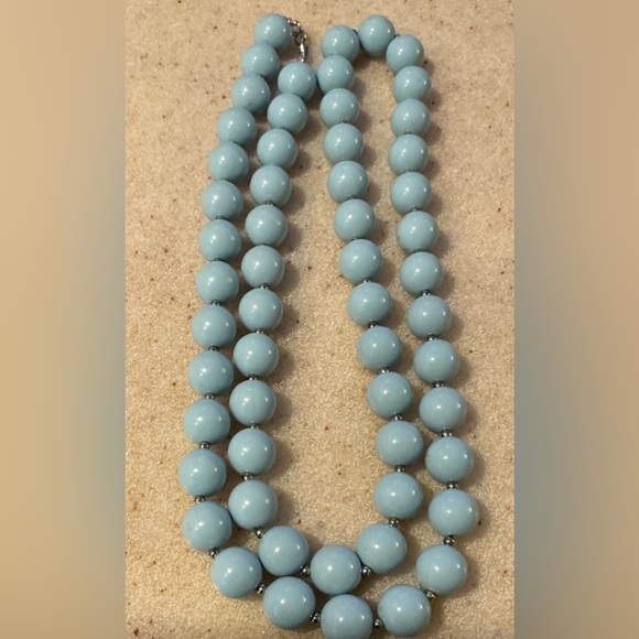 Blue Single  Strand Beaded Necklace - Picture 1 of 3